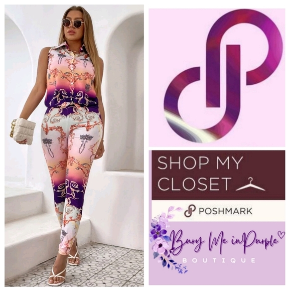 GRAPHIC 2 PIECE PANTS SET - Picture 1 of 7